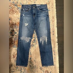 AG Adriano Goldschmied The Ex-Boyfriend Slim Medium Blue Ripped Jeans